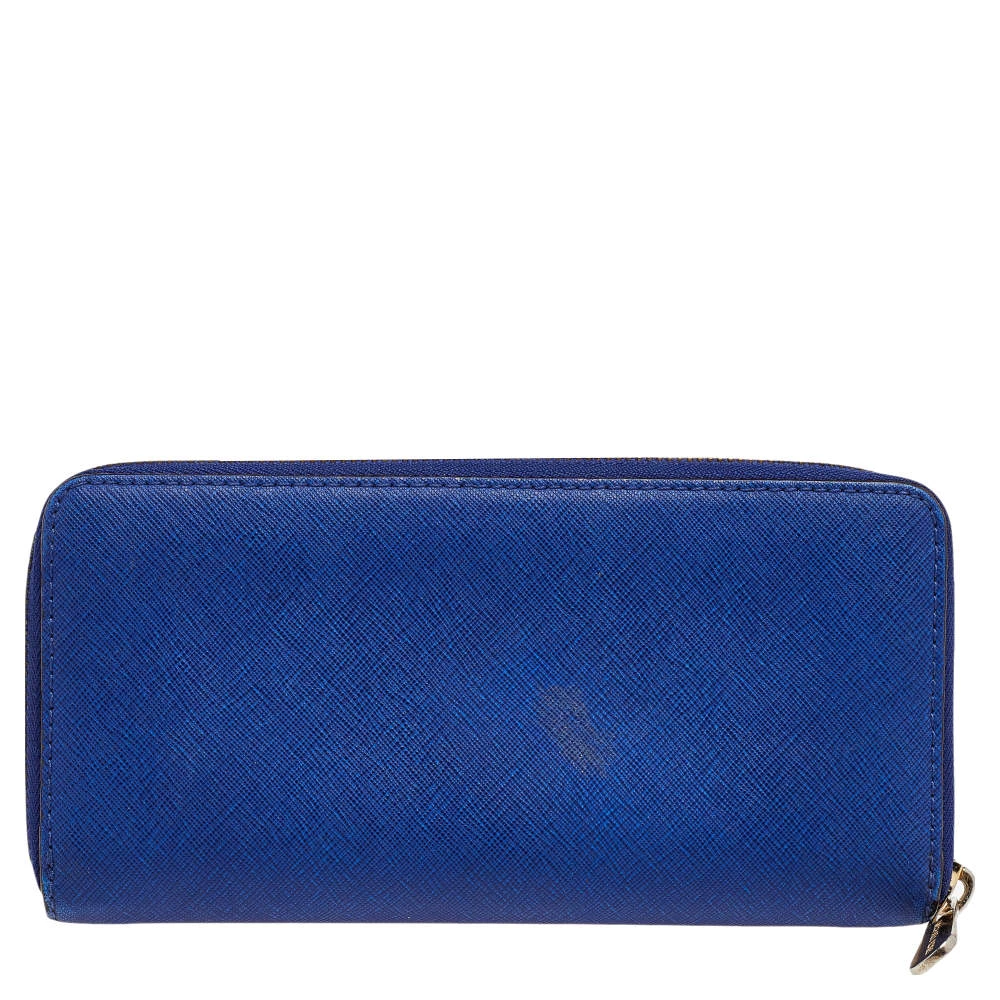 Michael Kors Blue Leather Bedford Continental Wallet For Women - Image 4