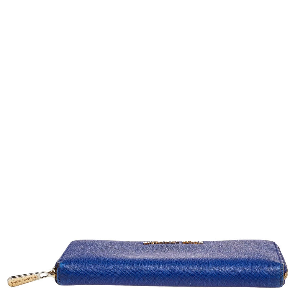 Michael Kors Blue Leather Bedford Continental Wallet For Women - Image 6