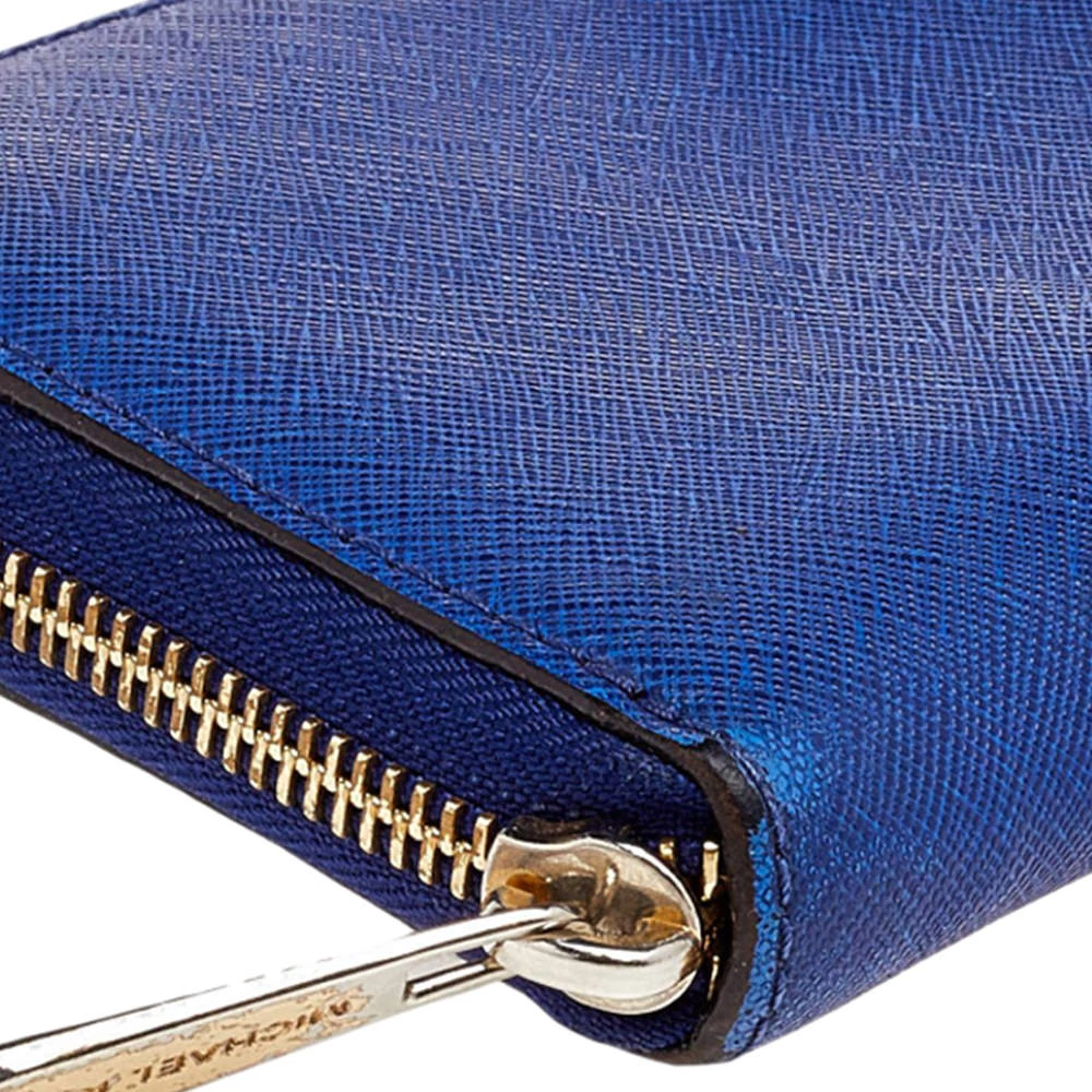 Michael Kors Blue Leather Bedford Continental Wallet For Women - Image 9
