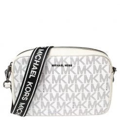 Michael Kors Micheal Kors White Signature Patent Leather And Leather Crossbody Bag For Women