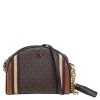 Michael Kors Brown Signature Coated Canvas And Leather Dome Crossbody Bag For Women