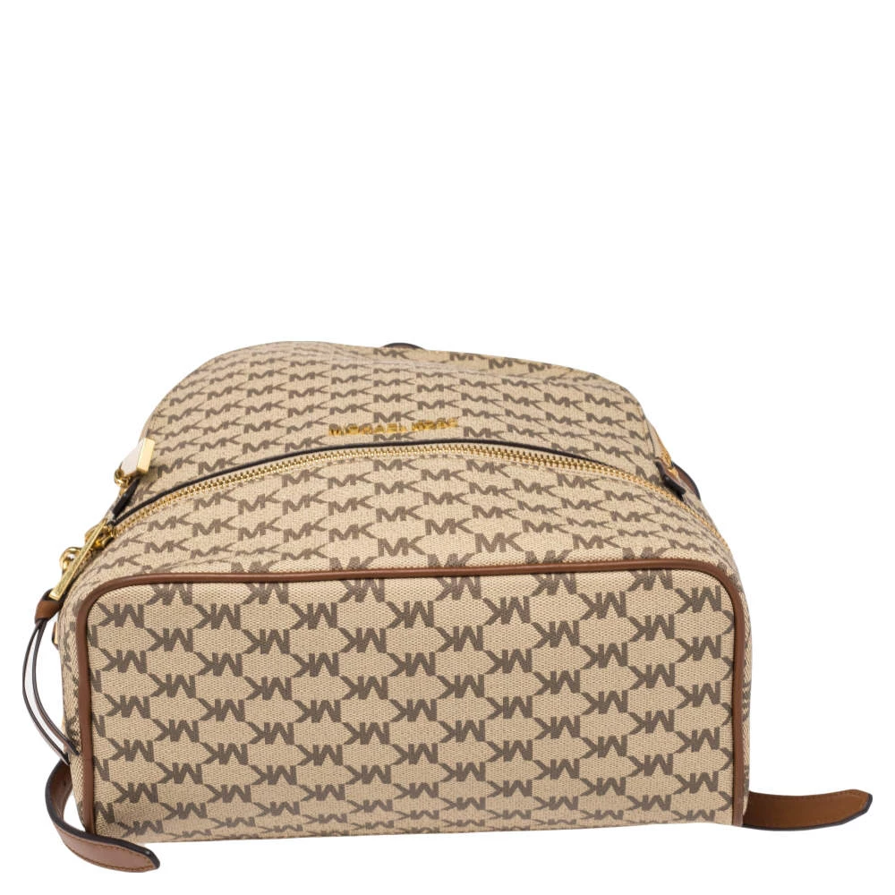Michael Kors Beige Signature Coated Canvas Medium Abbey Backpack For Women - Image 7