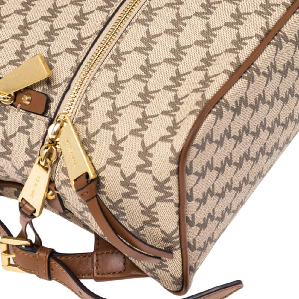 Michael Kors Beige Signature Coated Canvas Medium Abbey Backpack For Women - Image 11