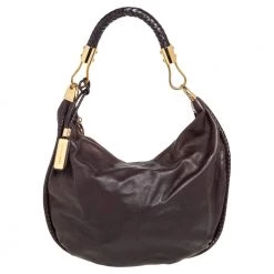 Michael Kors Dark Brown Leather Skorpios Hobo For Women