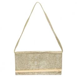 MICHAEL Michael Kors Metallic Gold Croc Embossed Leather Tilda Clutch For Women