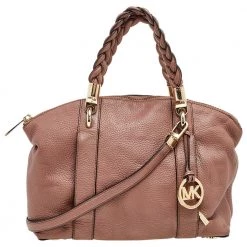 Michael Kors Brown Leather Naomi Braided Handle Satchel For Women