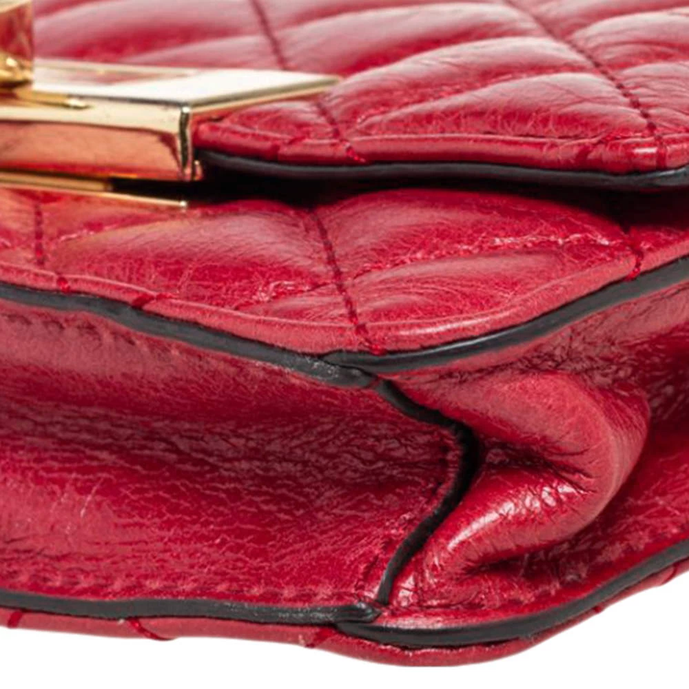 Michael Kors Red Quilted Leather Flap Crossbody Bag For Women - Image 14
