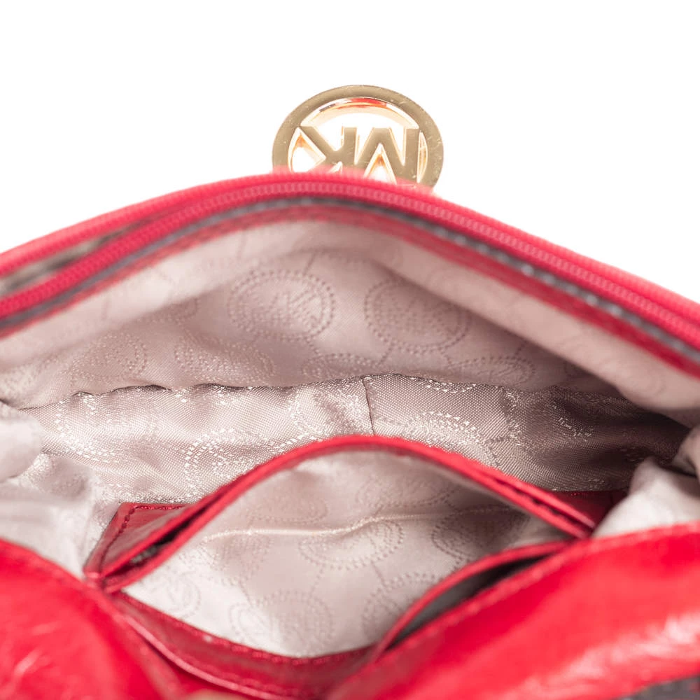 Michael Kors Red Quilted Leather Flap Crossbody Bag For Women - Image 8