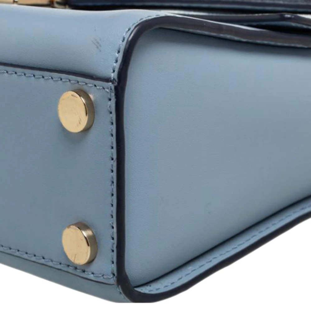 Michael Kors Blue/White Signature Coated Canvas And Leather Kinsley Top Handle Bag For Women - Image 13