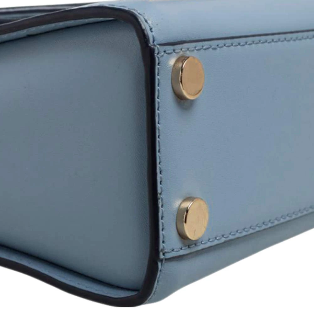 Michael Kors Blue/White Signature Coated Canvas And Leather Kinsley Top Handle Bag For Women - Image 12