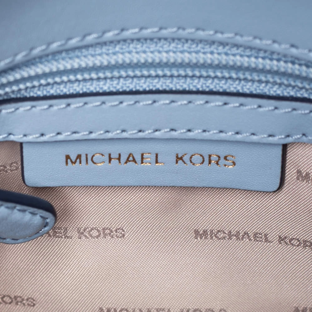 Michael Kors Blue/White Signature Coated Canvas And Leather Kinsley Top Handle Bag For Women - Image 10