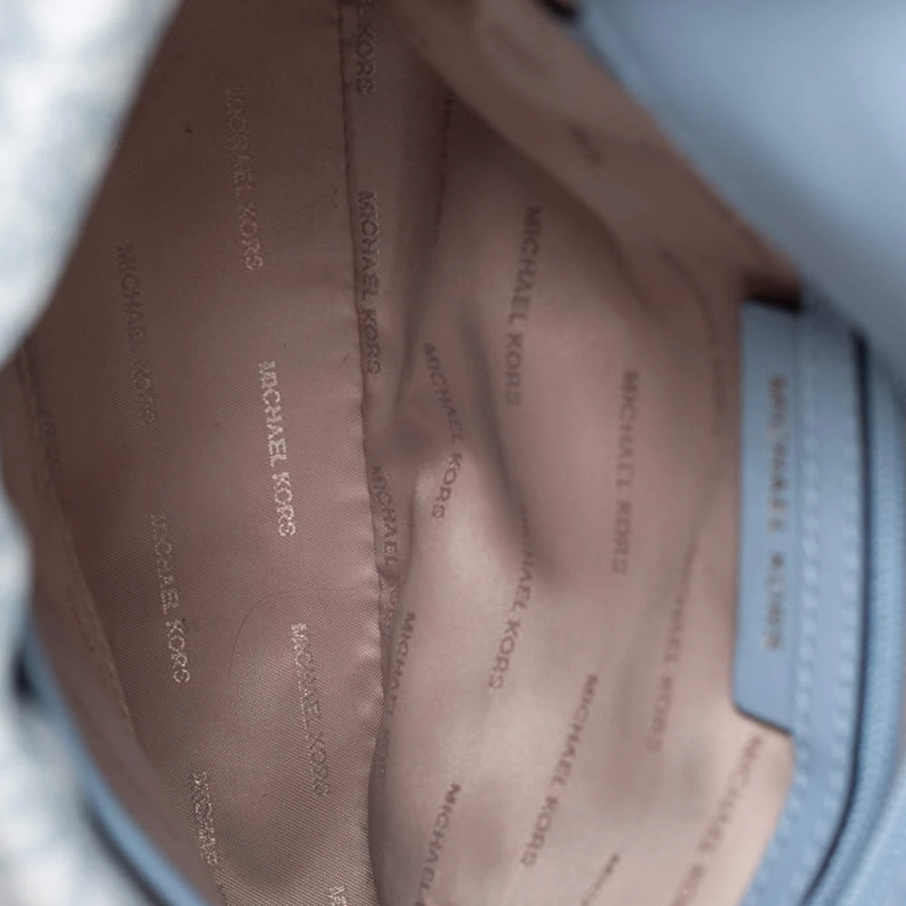 Michael Kors Blue/White Signature Coated Canvas And Leather Kinsley Top Handle Bag For Women - Image 9