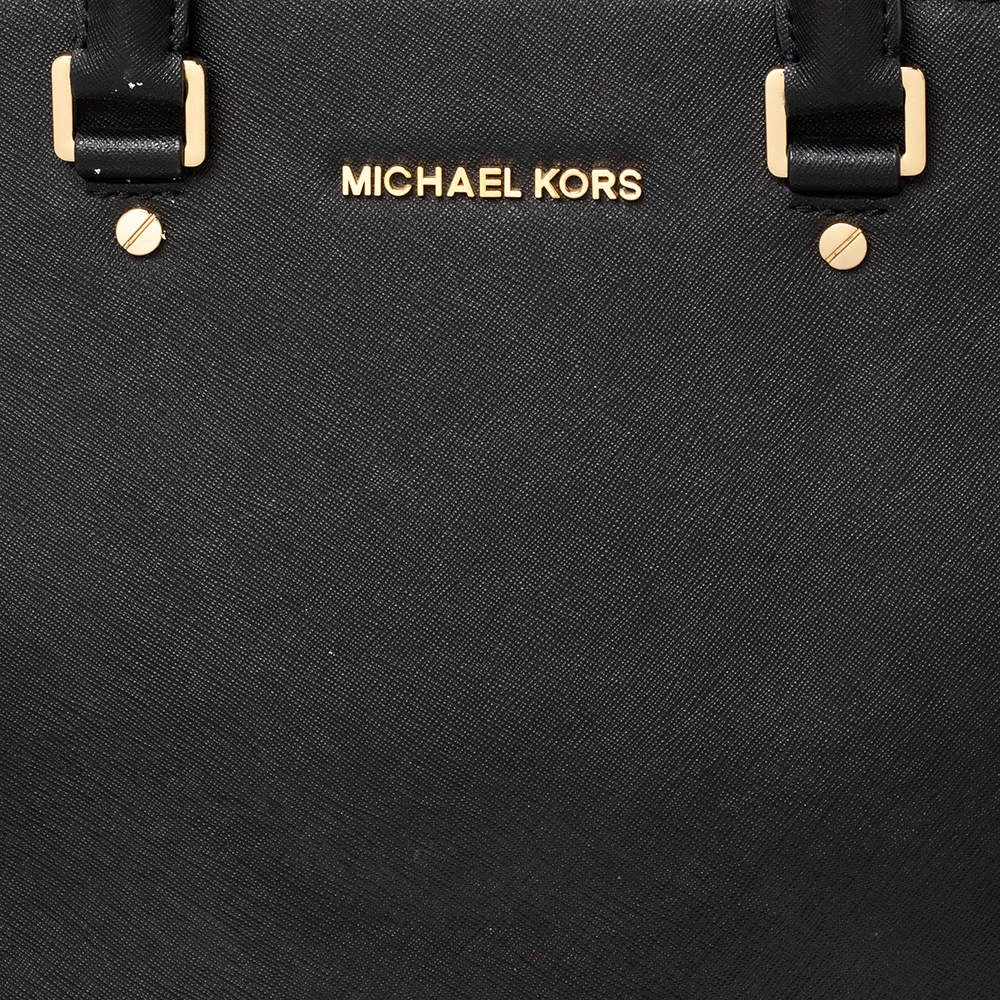 MICHAEL Michael Kors Black Leather Large Selma Satchel For Women - Image 5