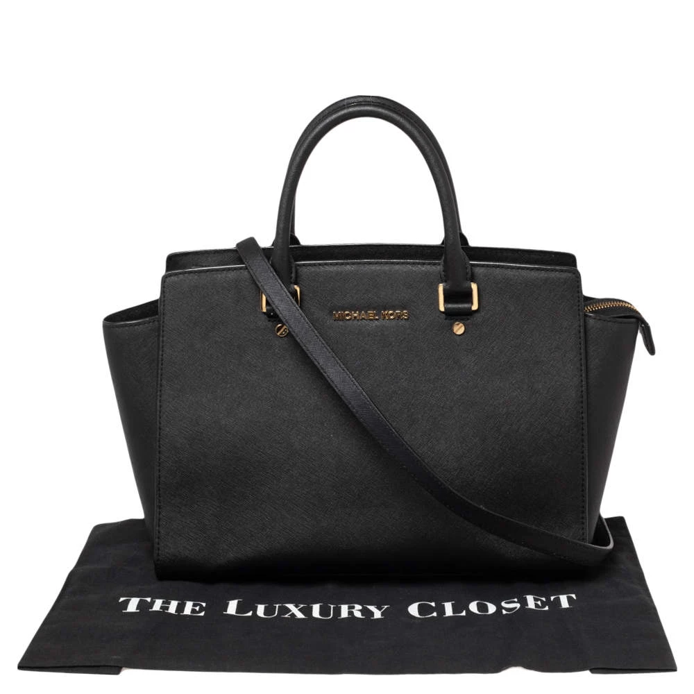 MICHAEL Michael Kors Black Leather Large Selma Satchel For Women - Image 10