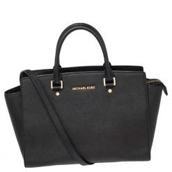 MICHAEL Michael Kors Black Leather Large Selma Satchel For Women