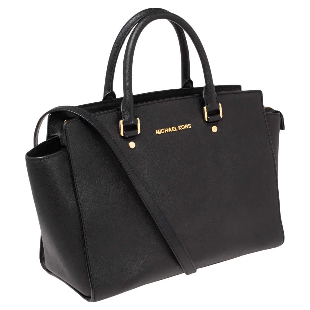 MICHAEL Michael Kors Black Leather Large Selma Satchel For Women - Image 3