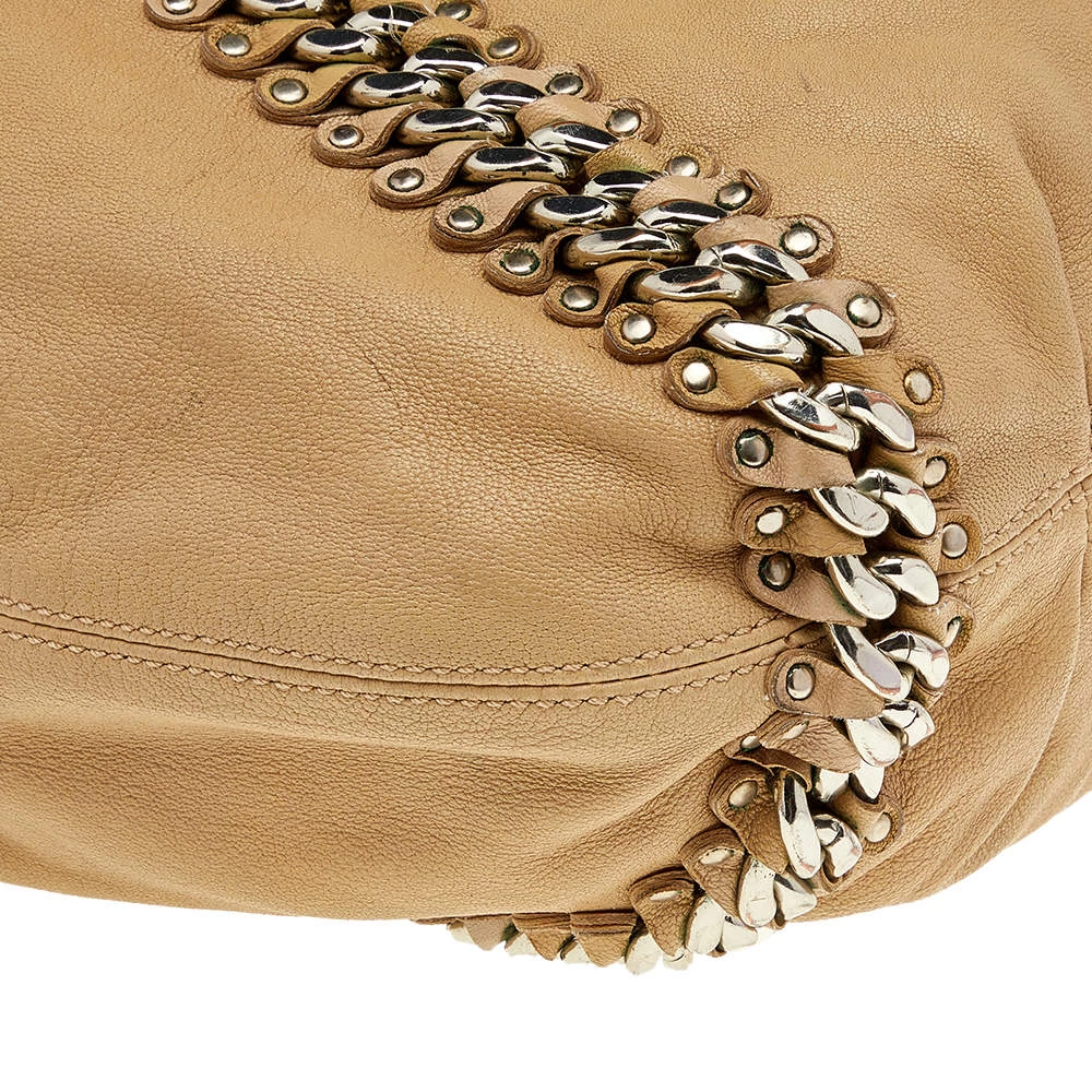 Michael Kors Beige Leather ID Chain Hobo For Women - Image 10