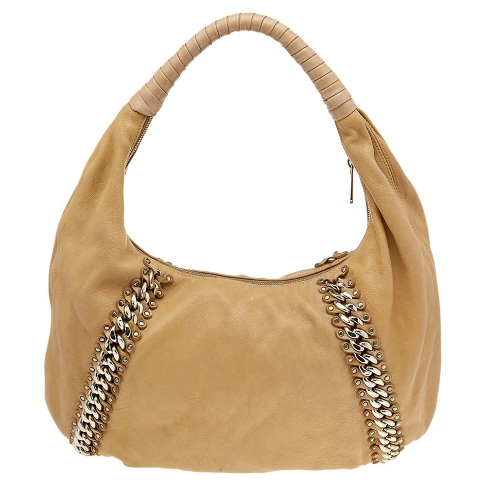Michael Kors Beige Leather ID Chain Hobo For Women - Image 4