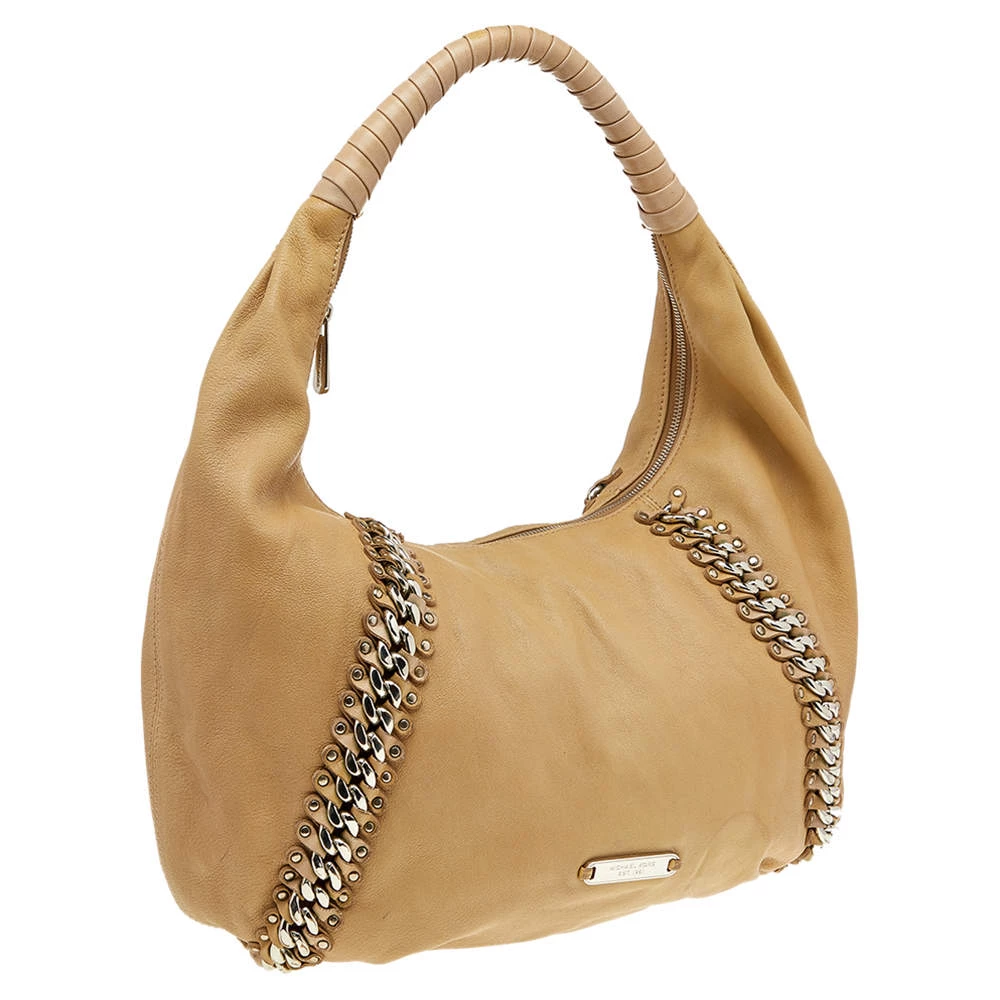 Michael Kors Beige Leather ID Chain Hobo For Women - Image 3
