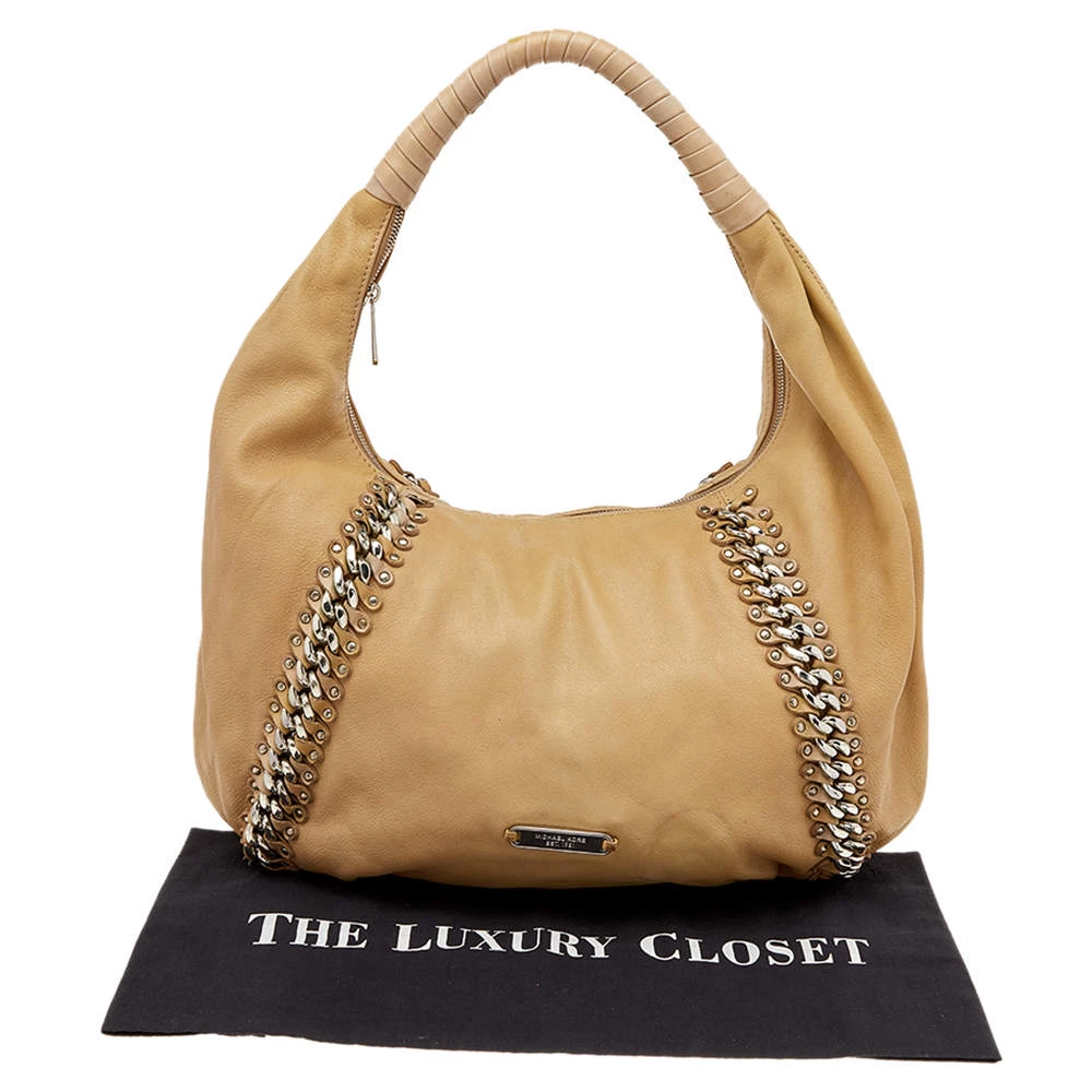 Michael Kors Beige Leather ID Chain Hobo For Women - Image 9