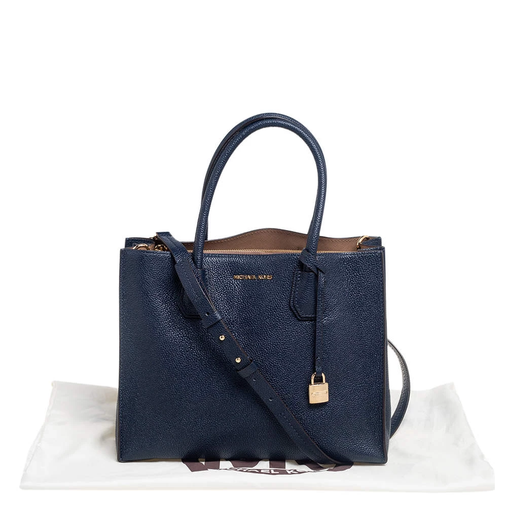 Michael Kors Navy Blue Grained Leather Large Mercer Tote For Women - Image 10
