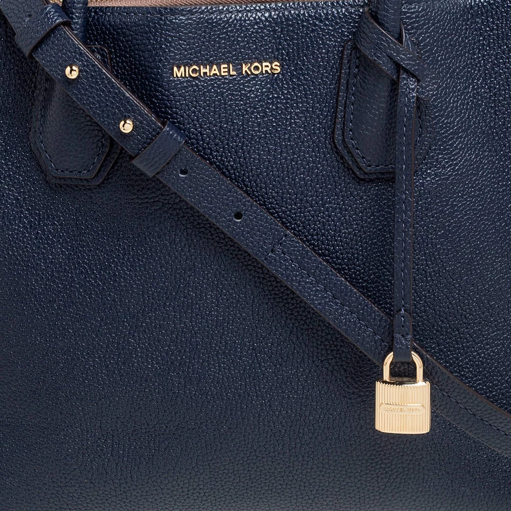 Michael Kors Navy Blue Grained Leather Large Mercer Tote For Women - Image 5