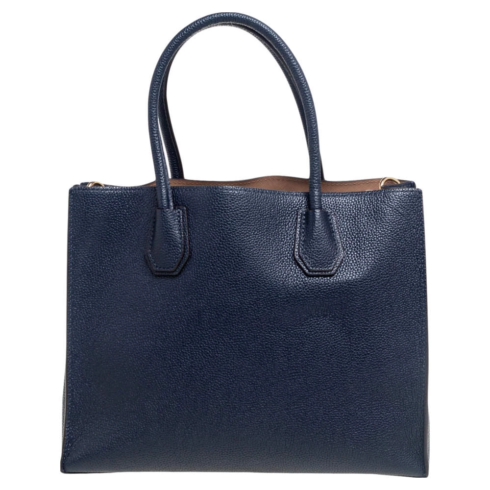 Michael Kors Navy Blue Grained Leather Large Mercer Tote For Women - Image 4