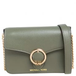 Michael Kors Army Green Leather Small Wanda Shoulder Bag For Women