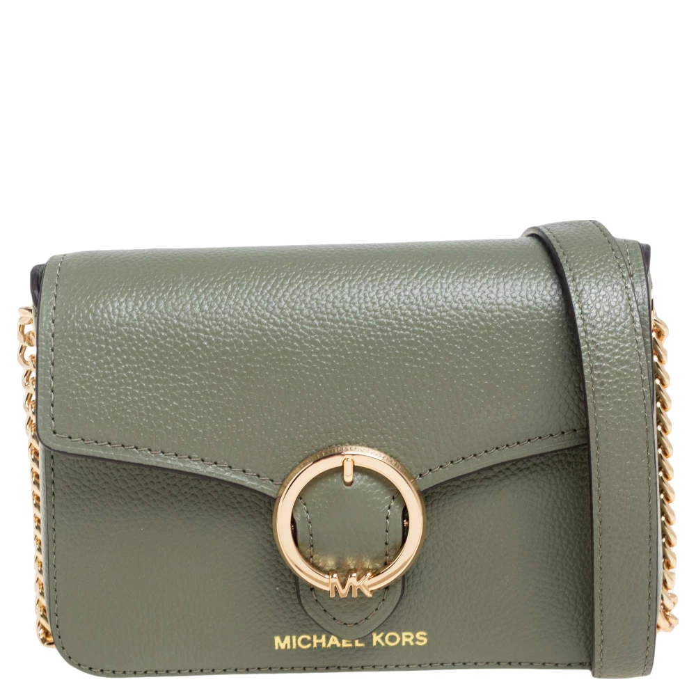 Michael Kors Army Green Leather Small Wanda Shoulder Bag For Women