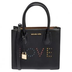 Michael Kors Black Leather Mini Mercer Love Tote For Women