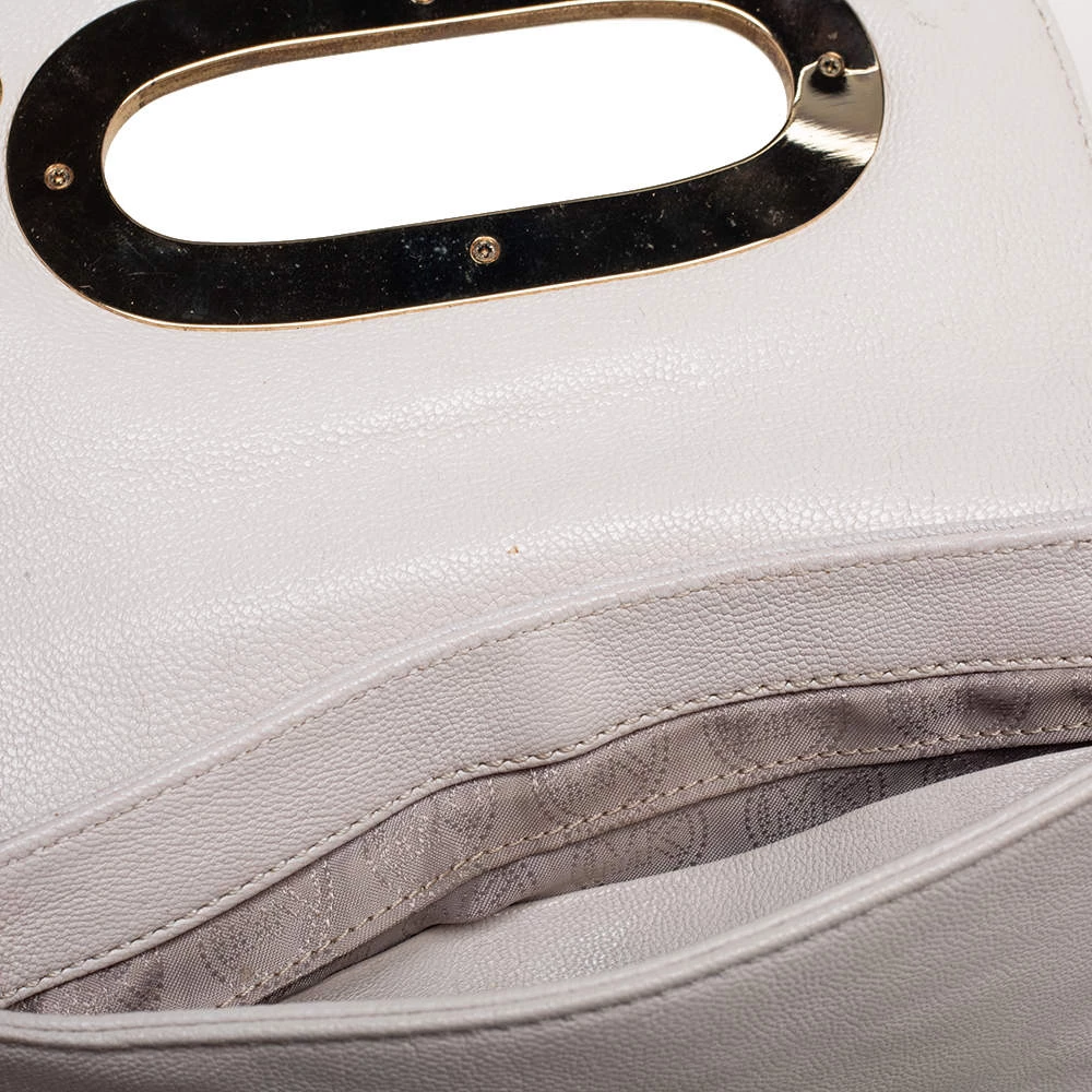 Michael Kors Off White Leather Cut Out Flap Shoulder Bag For Women - Image 8