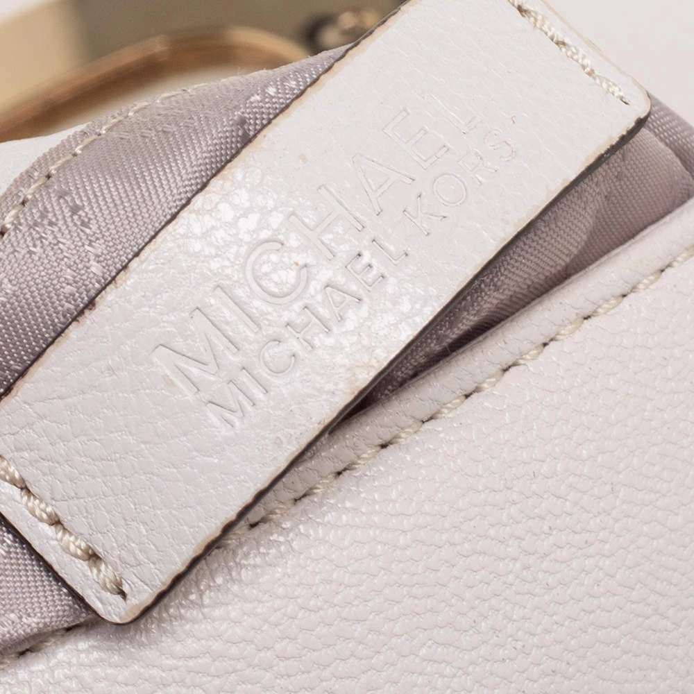 Michael Kors Off White Leather Cut Out Flap Shoulder Bag For Women - Image 9