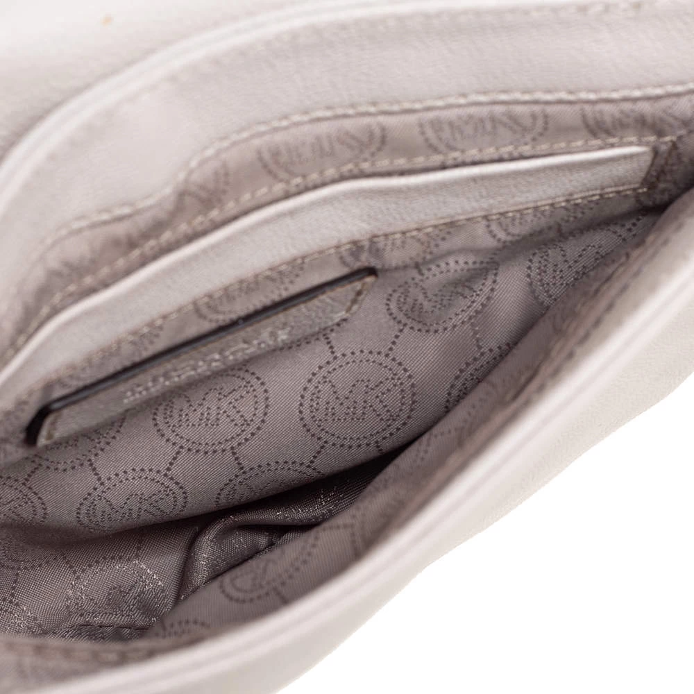 Michael Kors Off White Leather Cut Out Flap Shoulder Bag For Women - Image 7