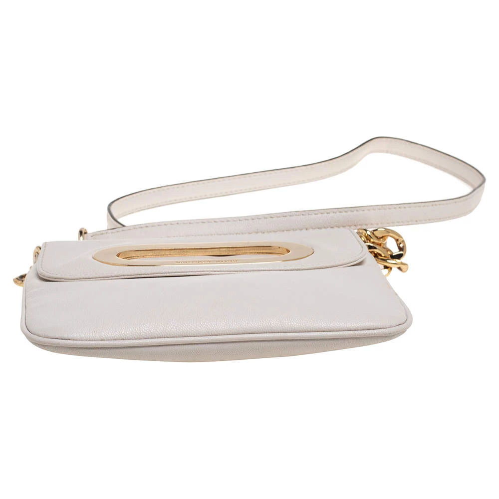 Michael Kors Off White Leather Cut Out Flap Shoulder Bag For Women - Image 6