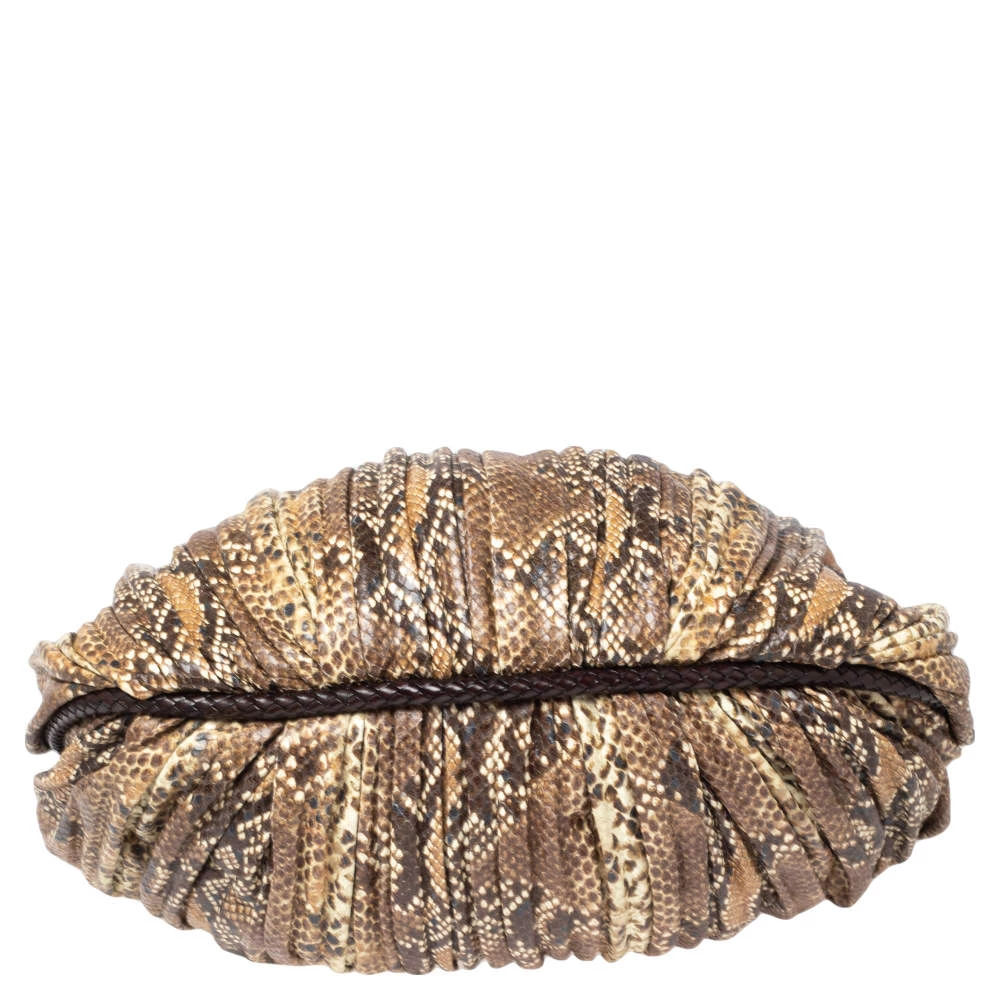 Michael Kors Brown Python Embossed Leather Skorpios Hobo For Women - Image 6