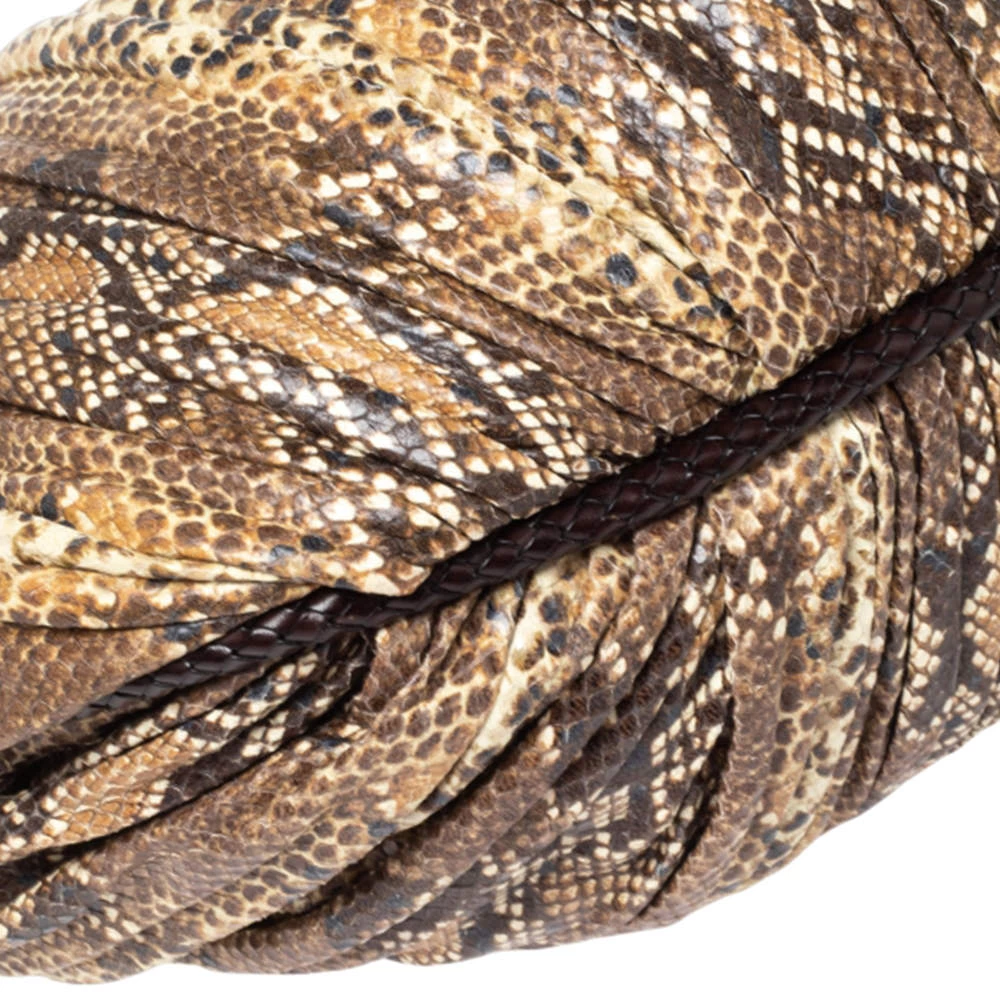 Michael Kors Brown Python Embossed Leather Skorpios Hobo For Women - Image 10