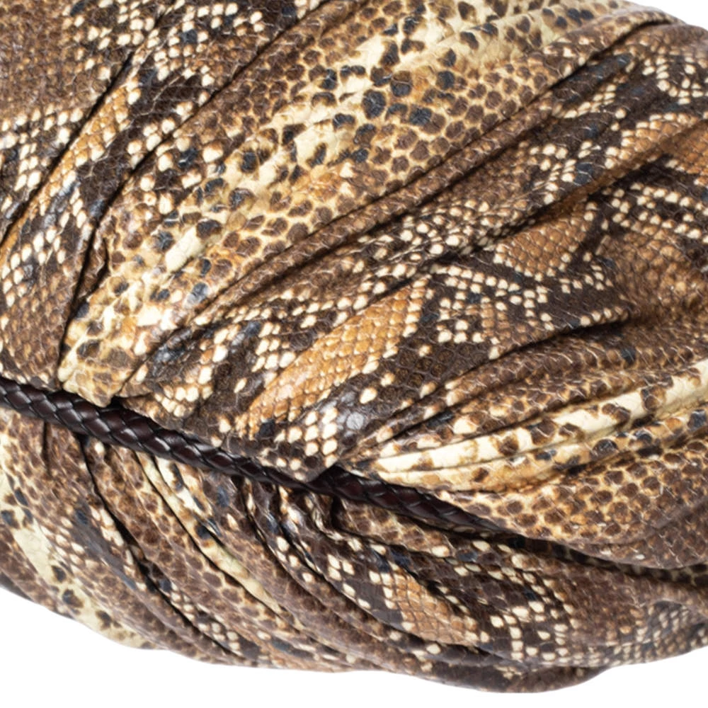 Michael Kors Brown Python Embossed Leather Skorpios Hobo For Women - Image 11