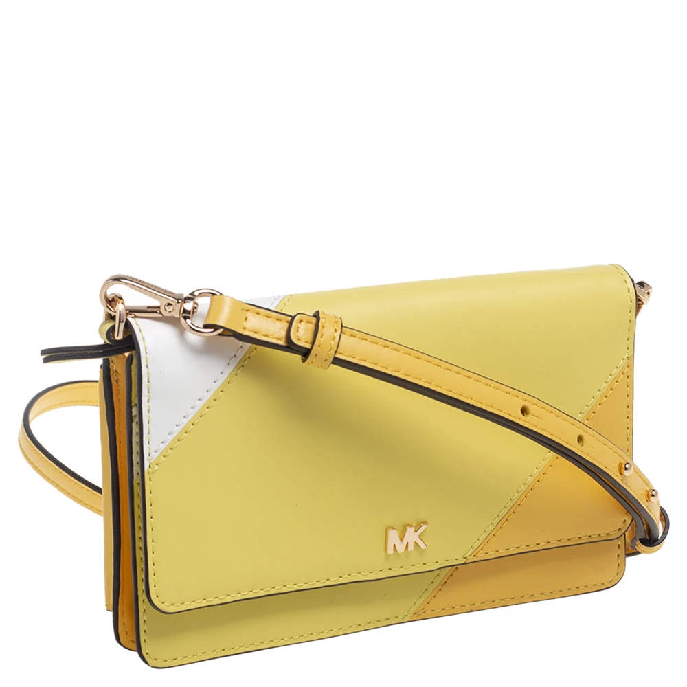 Michael Kors Yellow Leather Phone Crossbody Bag For Women - Image 3