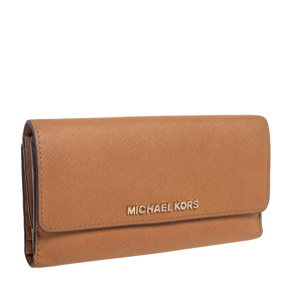 Michael Kors Tan Leather Continental Wallet For Women - Image 4