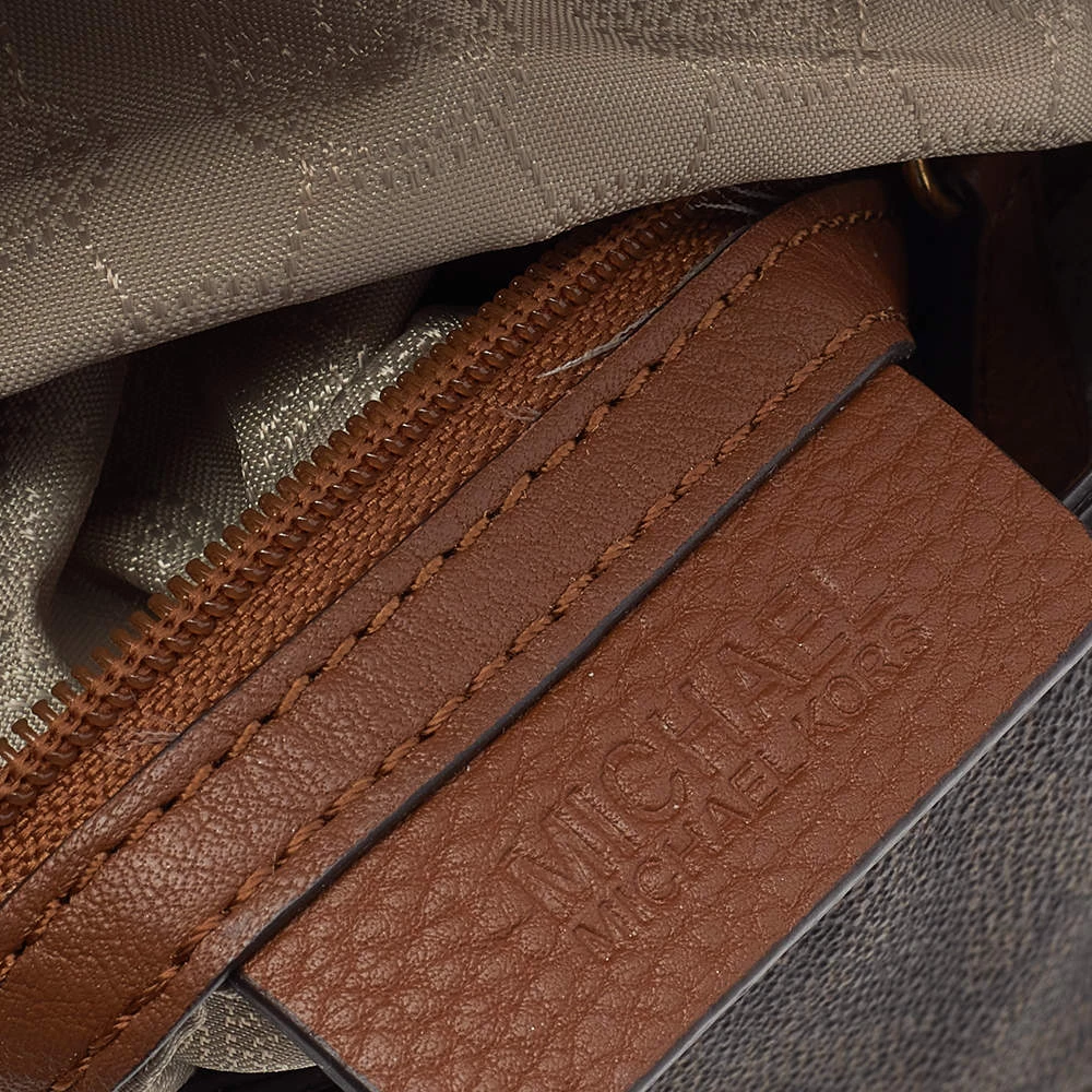 MICHAEL Michael Kors Brown Signature Coated Canvas And Leather Crossbody Bag For Women - Image 8