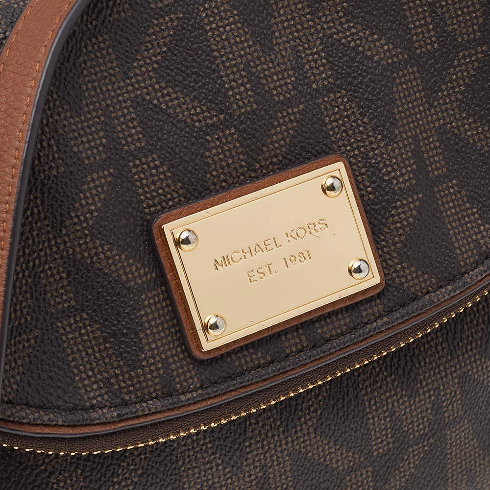 MICHAEL Michael Kors Brown Signature Coated Canvas And Leather Crossbody Bag For Women - Image 5