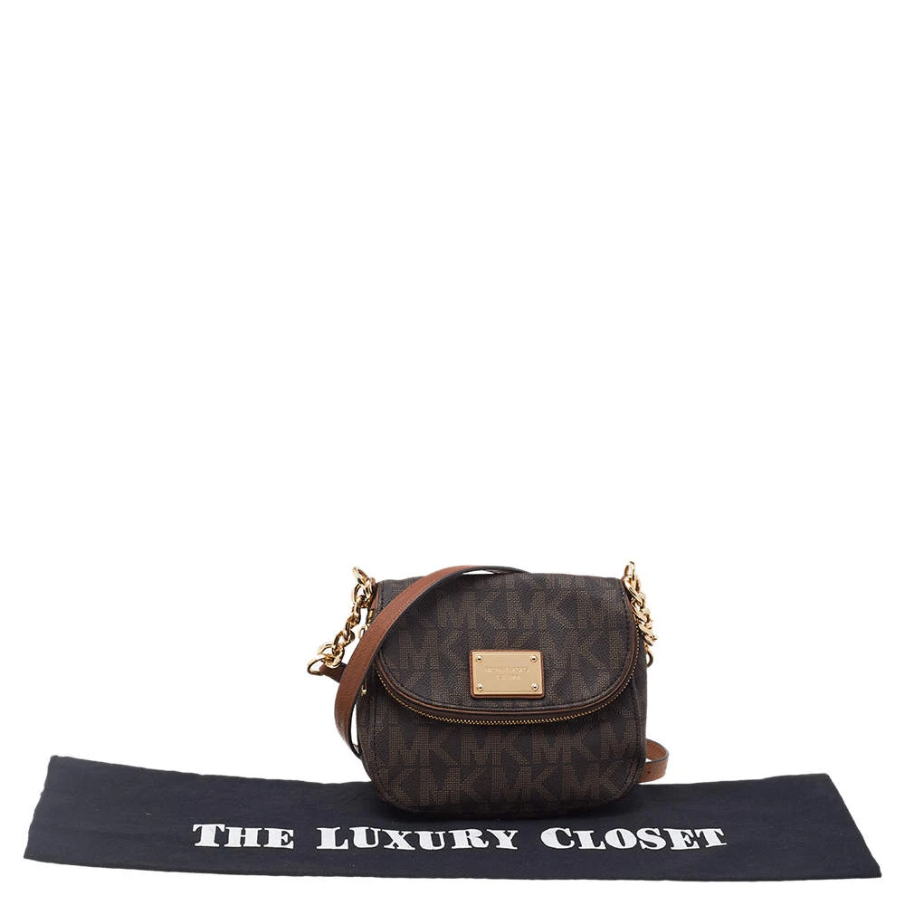 MICHAEL Michael Kors Brown Signature Coated Canvas And Leather Crossbody Bag For Women - Image 9