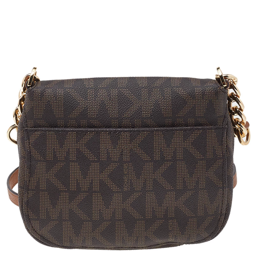 MICHAEL Michael Kors Brown Signature Coated Canvas And Leather Crossbody Bag For Women - Image 4