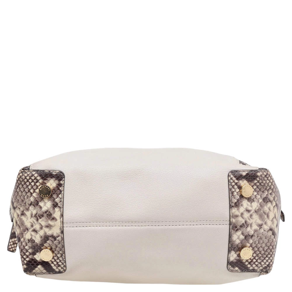 Michael Michael Kors Beige-Black Python Embossed Leather And Leather Large Riley Satchel For Women - Image 6