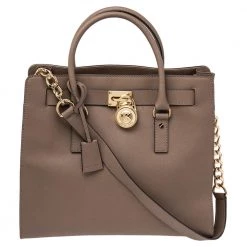 MICHAEL Michael Kors Beige Leather Large Hamilton North South Tote For Women