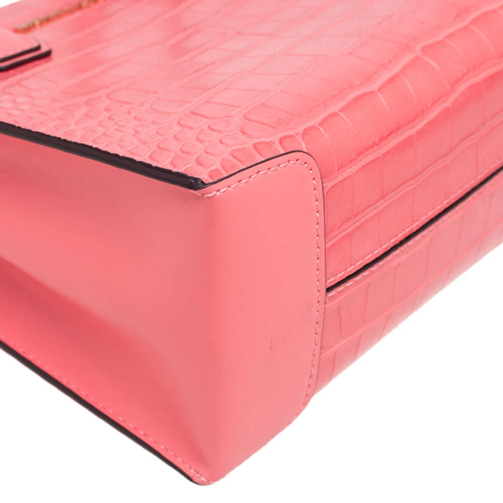 Michael Kors Peach Croc Embossed Leather Mercer Tote For Women - Image 12