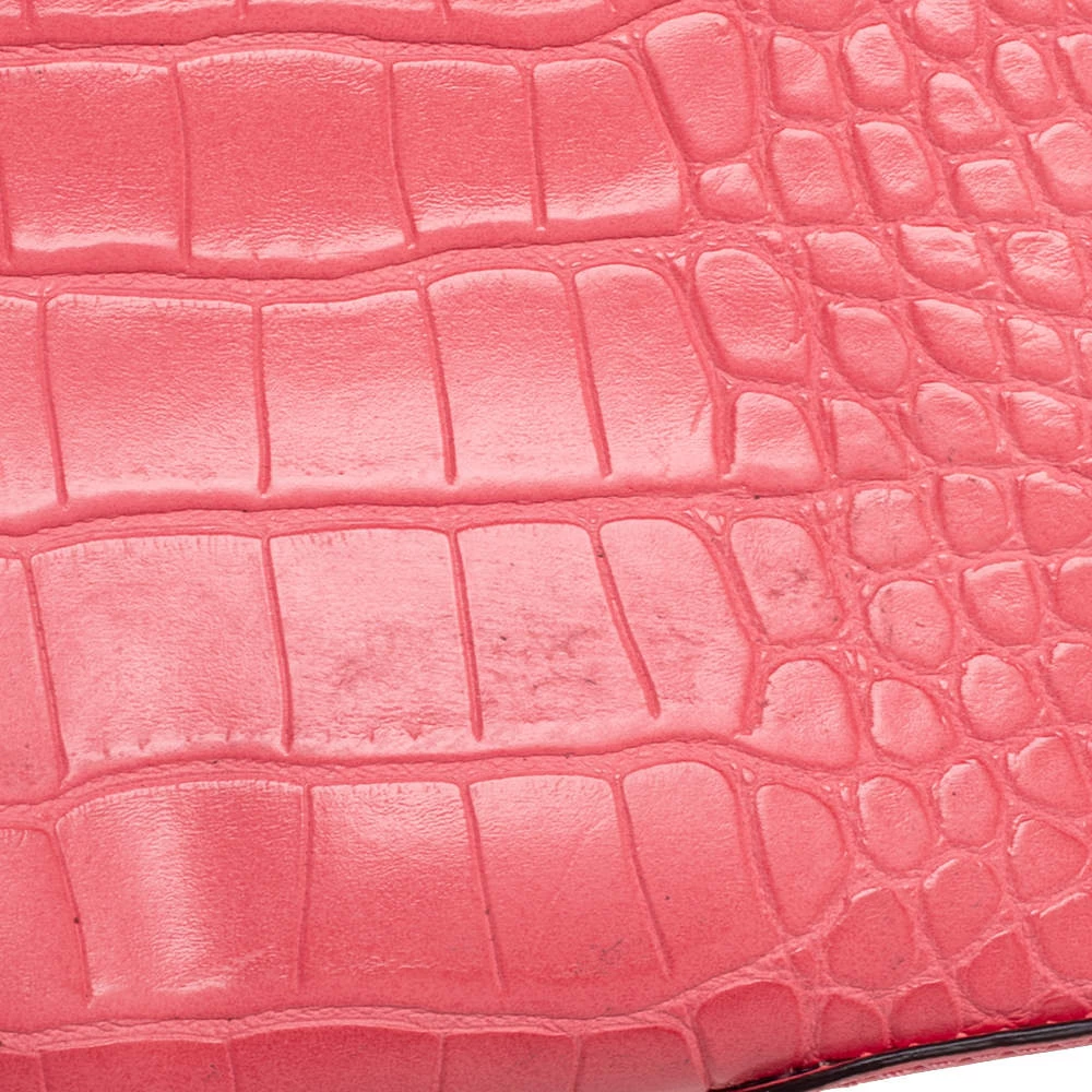 Michael Kors Peach Croc Embossed Leather Mercer Tote For Women - Image 7