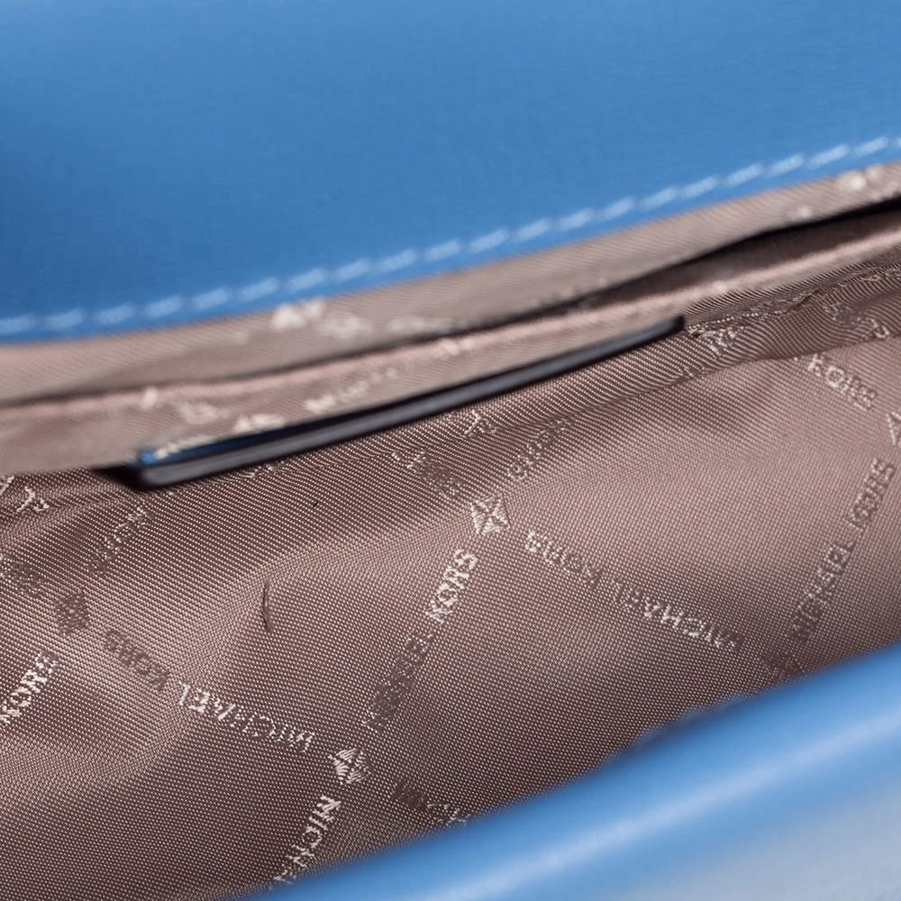 Michael Kors Blue Leather Kinsley Shoulder Bag For Women - Image 7