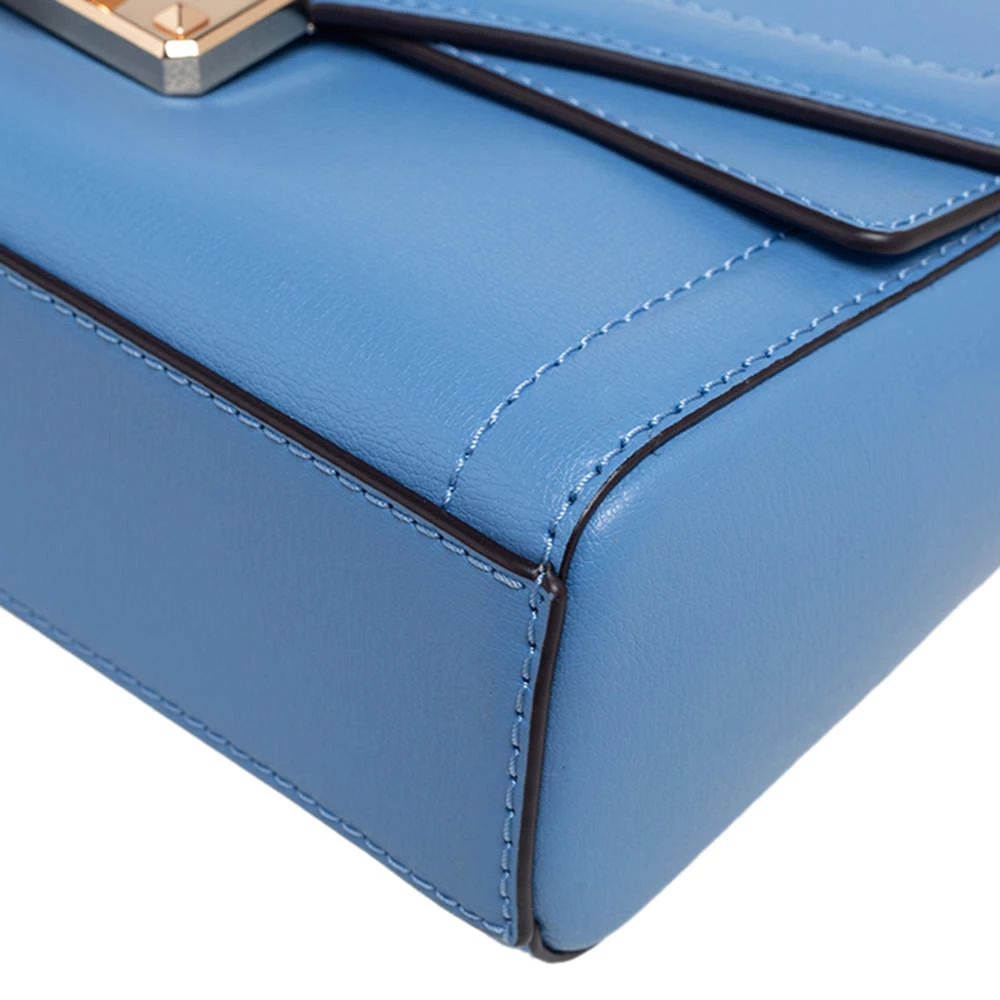 Michael Kors Blue Leather Kinsley Shoulder Bag For Women - Image 11