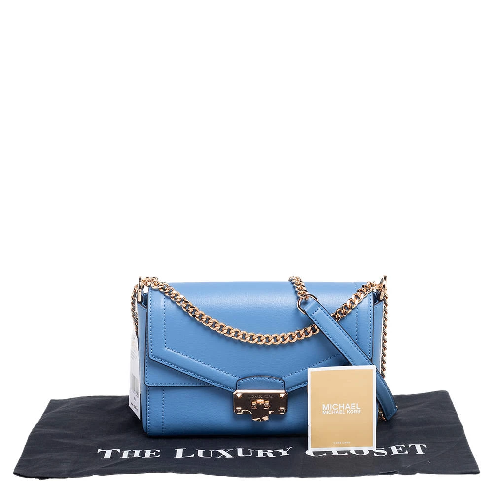 Michael Kors Blue Leather Kinsley Shoulder Bag For Women - Image 9